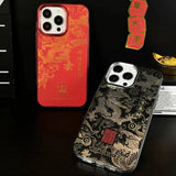2024 Dragon New Year Electroplated Lucky Case for iPhone 15 14 12 13 12 Series