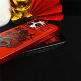 2024 Lucky Dragon Electroplated Leather Case For iPhone 15 14 13 Series