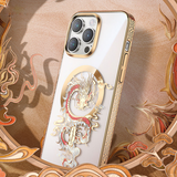 Electroplating Frame Dragon Phoenix Magsafe Wireless Charger Case For iPhone 14 series