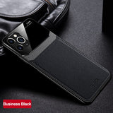 Leather Mirror Tempered Glass Lens Protection Case for iPhone 13 12 11 Series