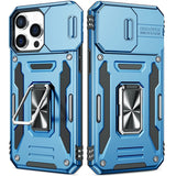 360° Magnetic Ring Kickstand Armor Case with Slide Camera Cover for iPhone 14 13 Series