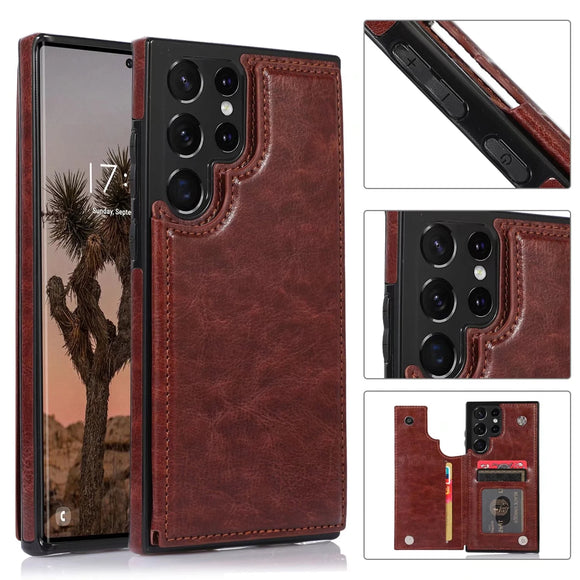Flip Leather Wallet Case for Samsung Galaxy S22 Ultra Plus