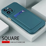 Soft Silicone Shockproof Card Slot Holder Case For iPhone 13 12 Series