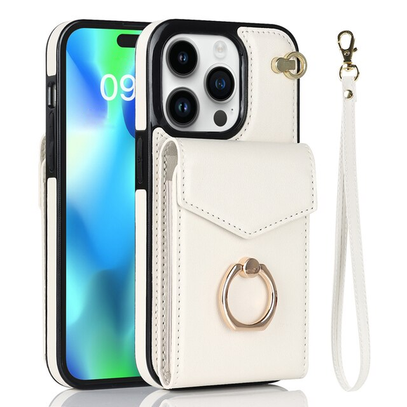 Luxury Flip Wallet Leather Case with Hand Held Rope For iPhone 14 13 12 series