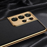 Hard Plating Leather Case For Samsung Galaxy S21 Series