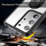 Military Grade Clear Crystal Cover + Car Mount Kickstand Case for Samsung Galaxy S21 Ultra 5G