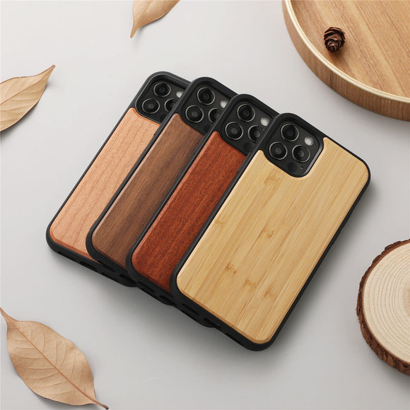 100% Wood Bamboo Walnut Shockproof Case for iPhone 13 12 11 Series