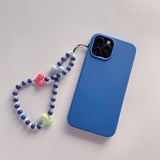 Soft Silicone Phone Case with Bohemian Acrylic Colorful Beaded Love Heart Lanyard For Iphone 12 11 XS Series
