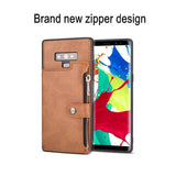 Luxury Zipper Card Slot Flip Case for Coque Note 9 Note 8 S9 S9 Plus