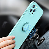 3 in 1 Magnetic Stand Liquid Silicone Finger Ring Holder Strap Case For iPhone 12 11 Series