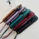 Luxury Wallet Shockproof Card Holder Strap Leather Case for iPhone 13 12 11 Pro Max Mini