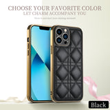 Luxury Quality Soft Leather Square Plaid Case for iPhone 13 series