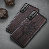 Black Ebony Wood 3D Carved Case For Samsung S21 Ultra Plus