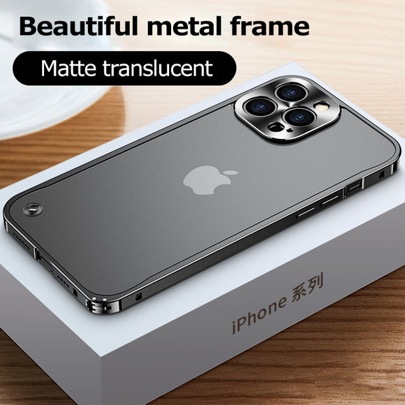 Luxury Metal Frame Lens Protector Aluminum Matte Case For iPhone 13 12 Series