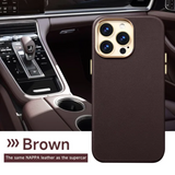 Luxury Genuine Leather Wireless Charging Magnetic Case for iPhone 15 14 13 12 Series