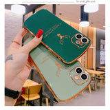 Luxury Gold Plating Lens Protection Elk Pattern Oval Soft Case For iPhone 12 11 Series