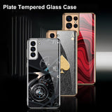 Plated 9H Ceramics Tempered Glass Full Protect Marble Case for Samsung Galaxy S21 Series