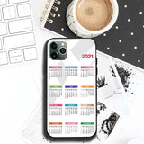 Fashion 2021 Calendar Tempered Glass Case For iPhone 12 11 Series
