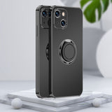 Plating Frame Matte Magnetic Ring Stand Holder Soft TPU Case for iPhone 13 12 11 Series