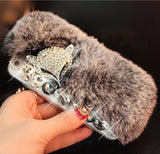 Fox Head Fur Case for iPhone 11 12 13 Pro Max Mini