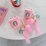 Cute 3D Cherry Blossoms Ice Cream Coffee Cup Headset Case For Airpods 1 2 Pro