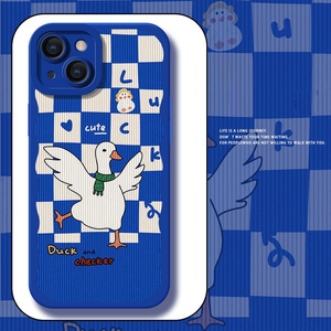 Cute Duck Color Square Block Pastel Case For iPhone 14 13 12 series