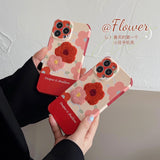 Korean Cute Plush Flower Leather Case for iPhone 13 12 11 Pro Max