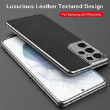 Luxury Plating Leather Anti knock Hard Cover Case For Samsung S21 Ultra Plus 5G