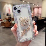 3D Camellia Swan Bling Diamond Case For iPhone 14 13 12 series