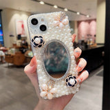 3D Camellia Swan Bling Diamond Case For iPhone 14 13 12 series