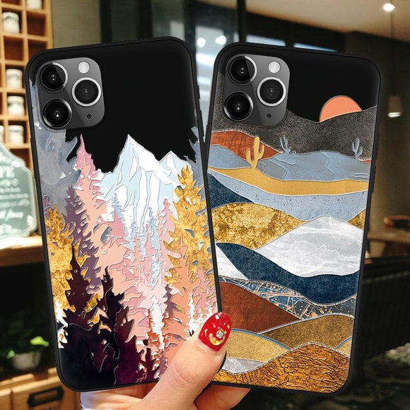 3D Relief Mountain Soft Silicone Case For iPhone 11 Series