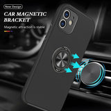 Fashion Shockproof Silicone Car Holder Ring Case For Iphone 12 11 Series