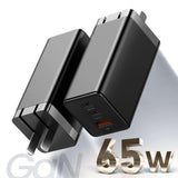 65W GaN Charger Quick Charge QC4.0 QC PD3.0 PD USB C Type C Fast Charger For Xiaomi Redmi Note 10 Macbook