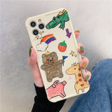 Cute Bear Cartoon Rabbit Animal Phone Case For iphone 12 11 Series