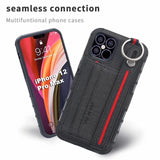 Fabric Cloth Case with Card Slot Wrist Strap Shockproof Anti fall Back Cover Case for iPhone 12 Series