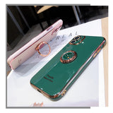Luxury Soft Silicone Stand Ring Holder Case With Finger Ring For iPhone 12 11 Series