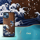 Walnut Wood 3D Embossing Cases for iPhone 14 13 series
