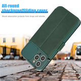 Flip Card Slide Camera Lens Protection PU Leather Phone Case For iPhone 13 12 11 Pro Max Mini