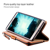 Multifunctional Genuine Leather Wallet Zipper Stand Holder Case For iPhone 12 11 X Series