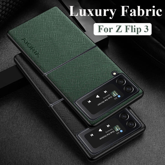 Luxury Fabric ShockProof Hard PC+Soft Frame Phone Case For Samsung Galaxy Z Flip 3