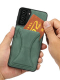 Luxury Card Slot Bracket Leather Case For Samsung S21 S20 Series