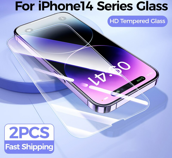 2PCs Tempered Glass Screen Protection for iPhone 14 13 12 series