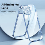 Electroplated Frame Transparent Case With Lens Film for iPhone 14 13 12 series