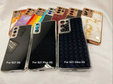 Luxury Plating Soft TPU Bumper Cover Tempered Glass Case For Samsung Galaxy S21 Ultra 5G