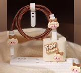 Cute Cartoon 3D Little Bear PD20W Charger USB 18W Charger Data Cable Wrapping Case For iPhone 14 13 12 series