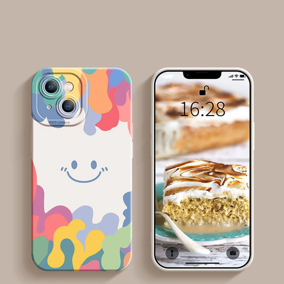 Silicone Ice Cream Smiling Face Shockproof Soft TPU Silicone Case For iPhone 14 13 12 series