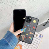 Cute Cartoon Transparent Matte Phone Case For iphone 11 Series
