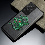 3D Emboss Genuine Leather Case For Samsung Galaxy S21 Ultra S20 Series