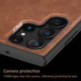 Elegant Leather Three Layer Back with Soft Silicone Edge Shockproof Protective Case for Samsung S22 Ultra Plus S21FE