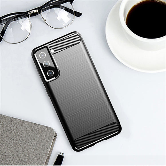 Rubber Silicone Carbon Fiber Cover Case For Samsung Galaxy S21 Series